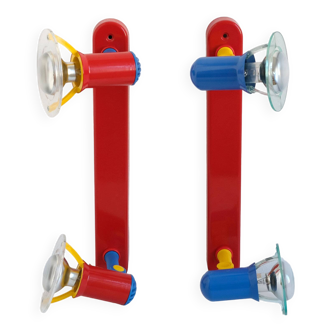 Paire de plafonniers/appliques design Memphis, Ettore Sottsass, vintage années 80-90, style Memphis