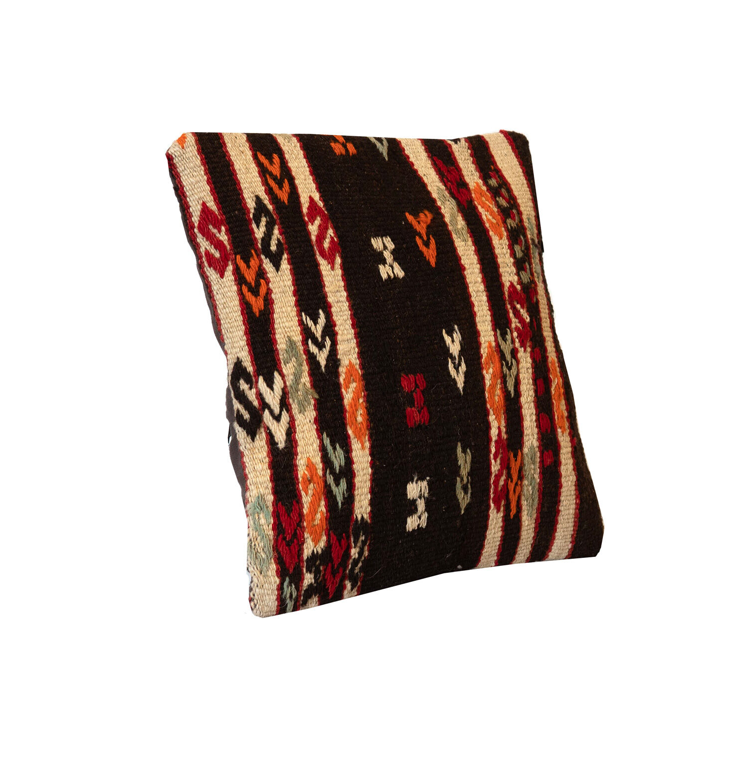 Black cream wool kilim cushion cover hand made scatter pillow