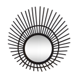 Sun mirror in vintage old rattan 56cm