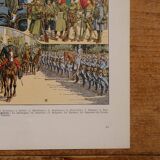 Lithographie originale sur la première guerre mondiale (troupes + carte)