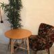 Vintage cocktail armchair 1960 feet compass and fabric flowers