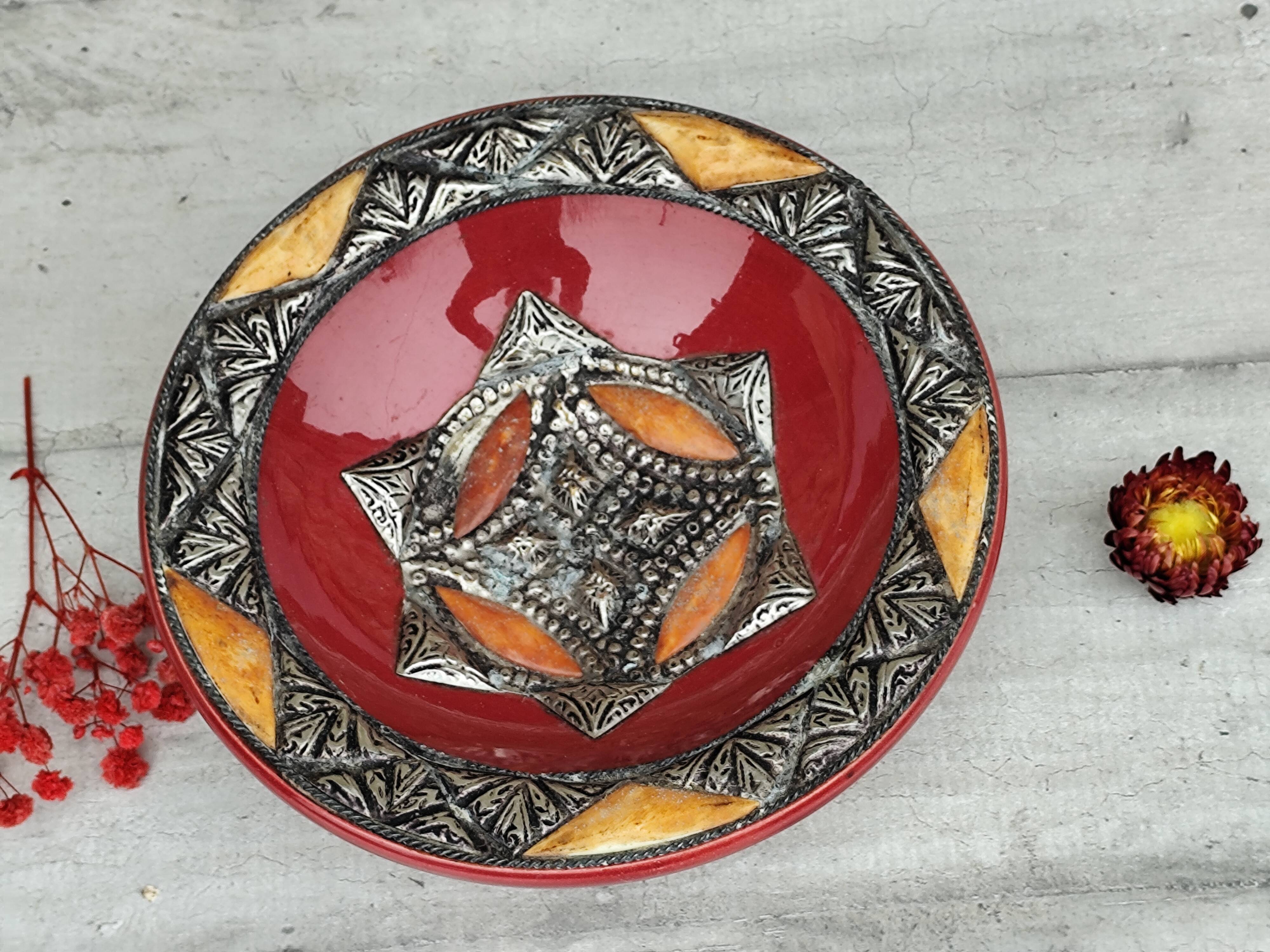 Vintage Moroccan ceramic and stone dish