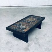 Brutalist Style Slate Tile Inlay Coffee Table, Belgium, 1970s