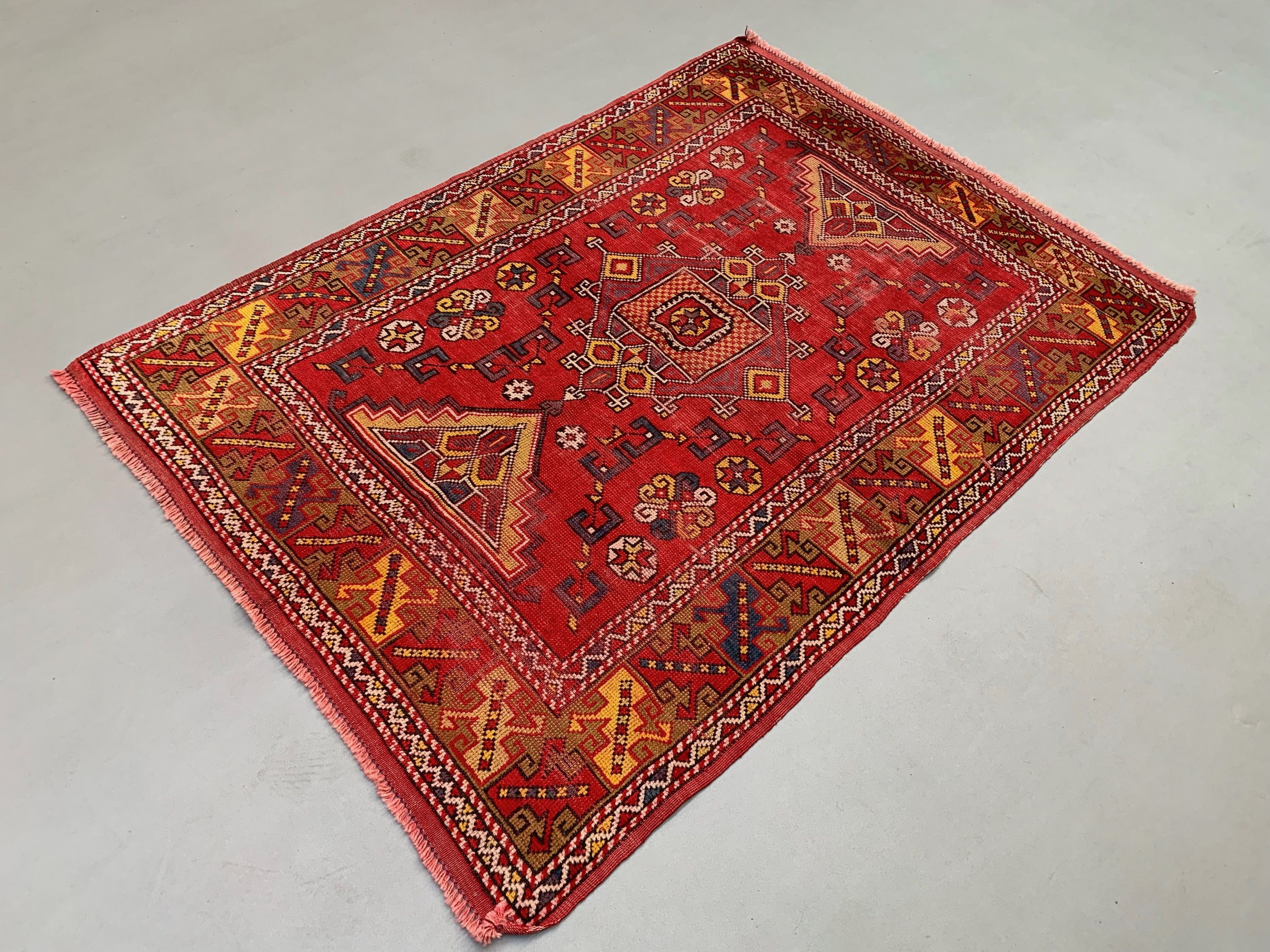 Vintage western turkish rug oriental 183x128 cm tribal carpet