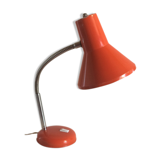 Lamp on flexible tangerine-laquered metal