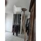 Brass floor lamp with glass shade