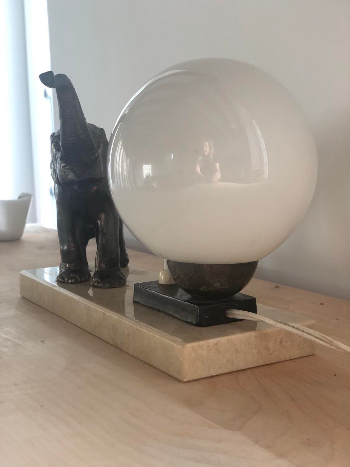 Lampe éléphant art déco