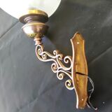 SCONCES BALL 1 pair of frosted glass with engraved stars and polished rounds