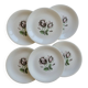6 vintage porcelain dessert plates Moulins des Loups rose pattern