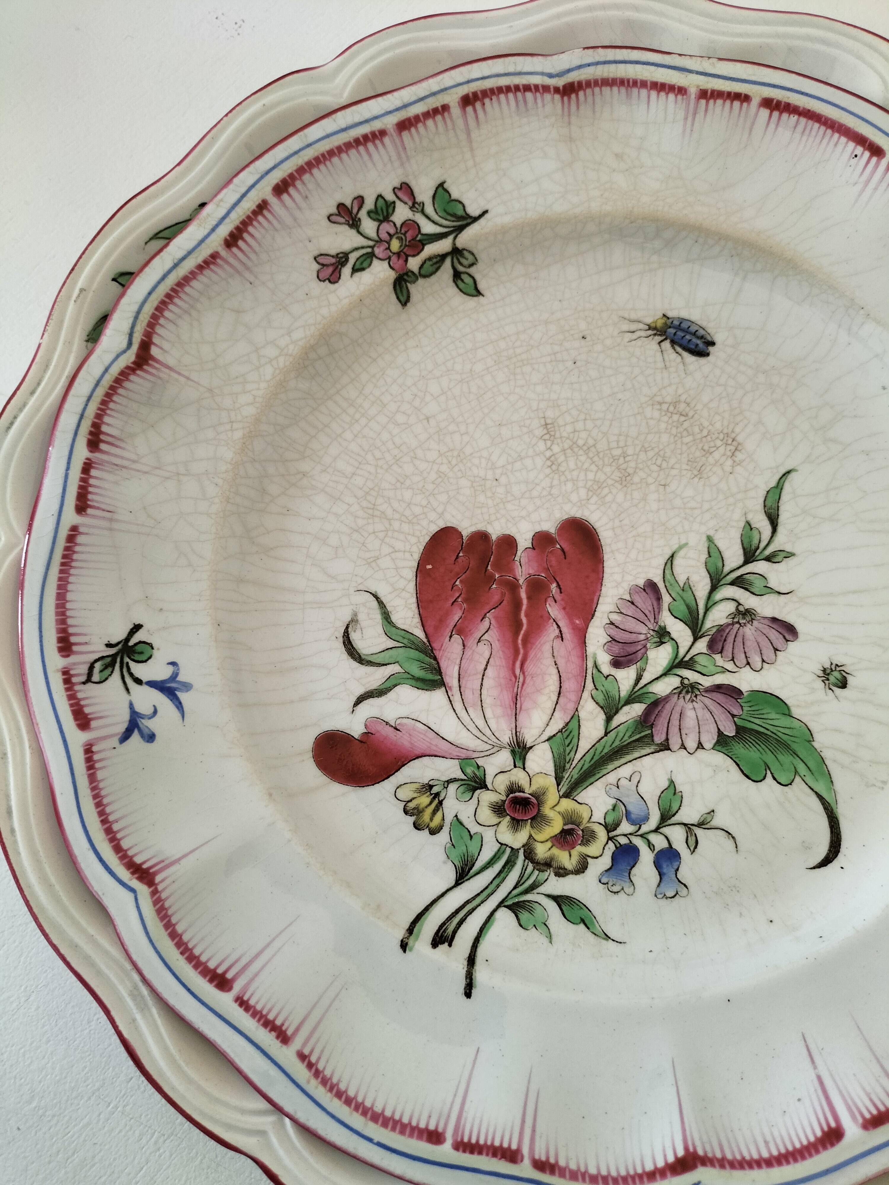 12 antique floral plates bistro & guest table style