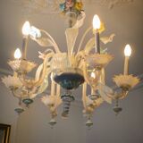 Lustre en verre Murano multicolore vers 1900