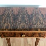 Walnut and brass bedside table