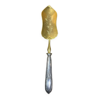 Pelle a gateau, art nouveau, argent fourré, minerve, décor floral, XIXème