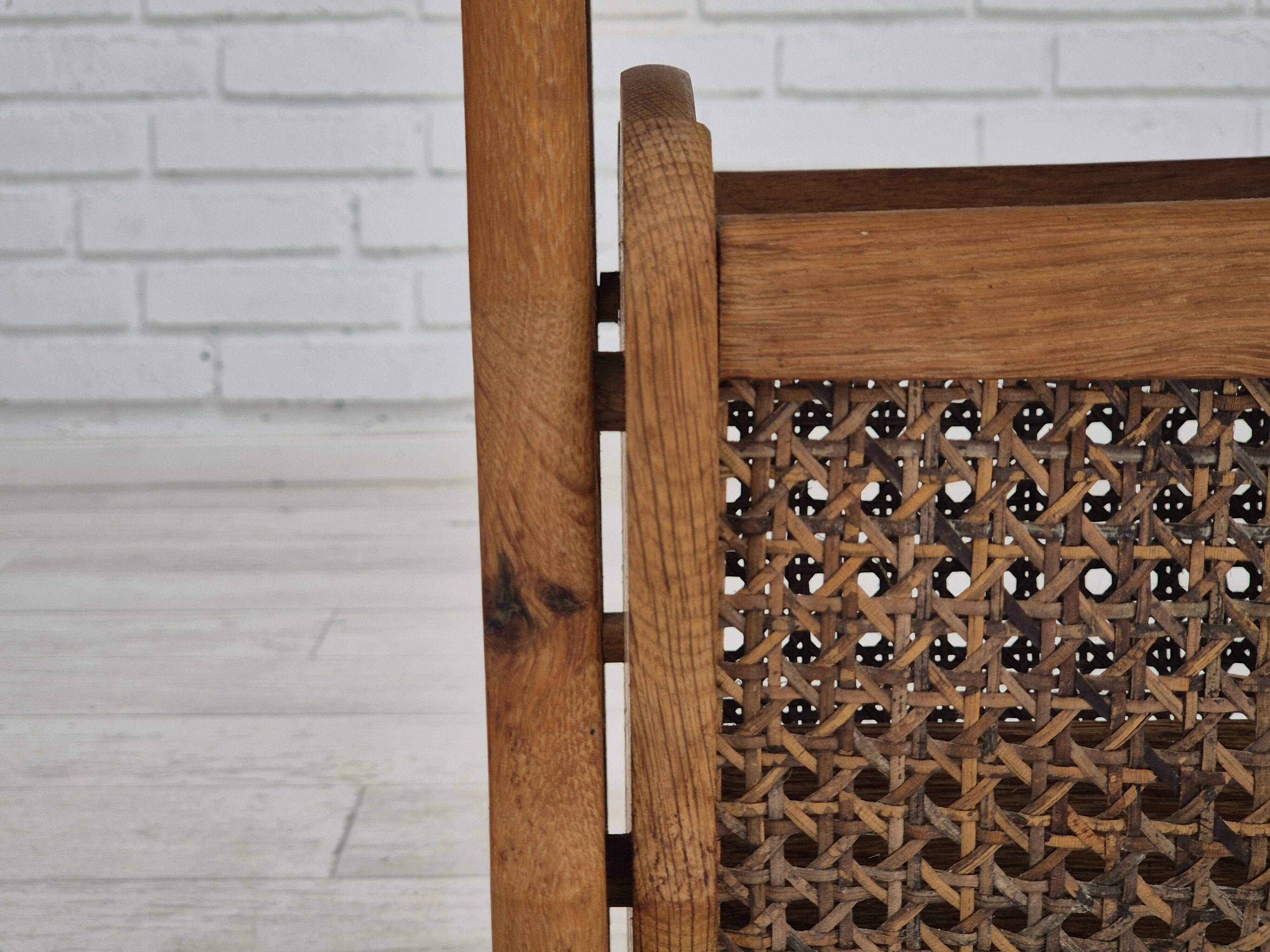1970s, Danish newspaper side table. Solid oak wood, furniture mesh.