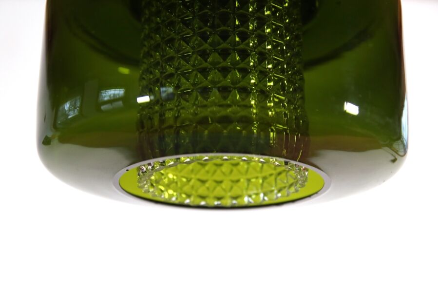 Green glass pendant lamp with crystal by Carl Fagerlund for Orrefors