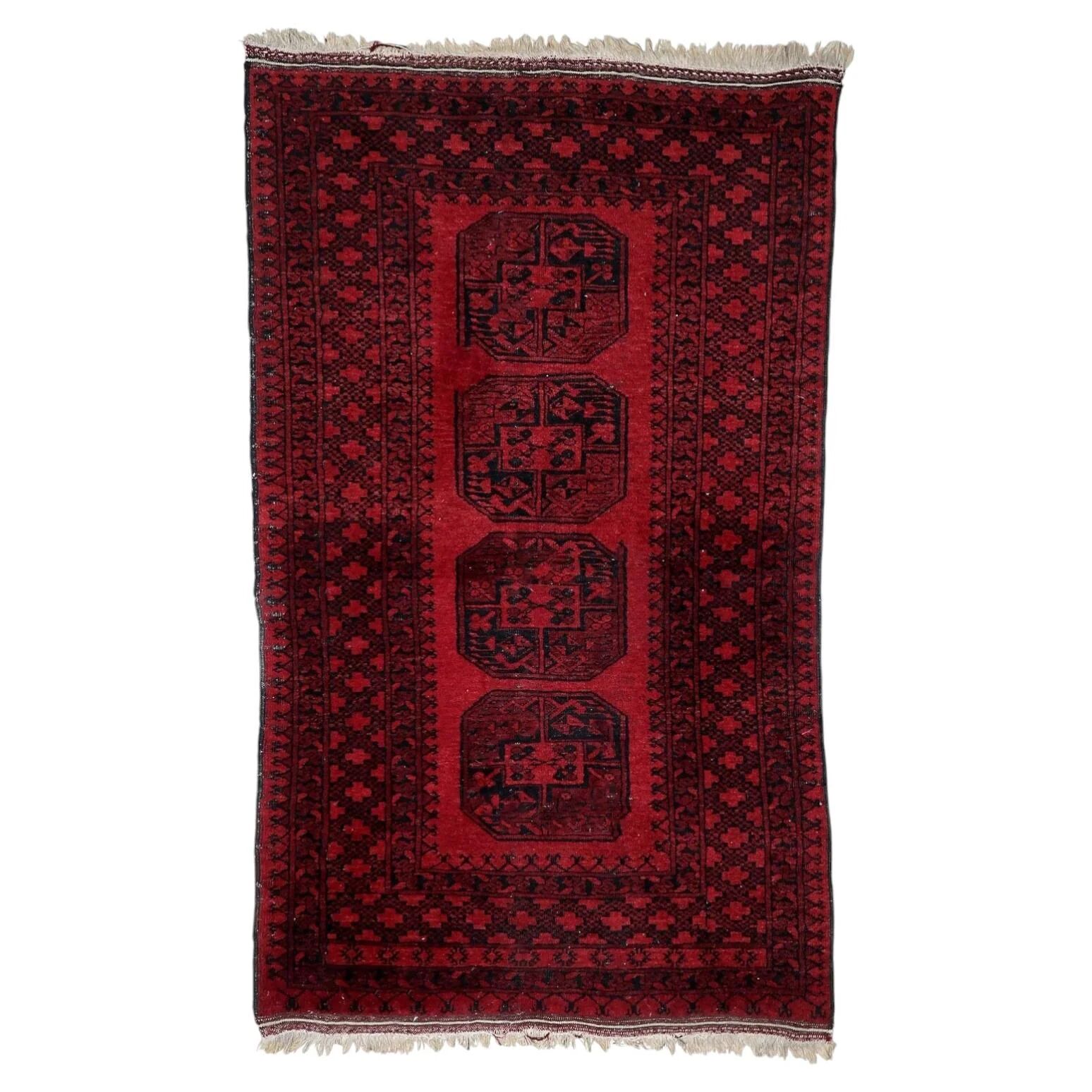 Antique Afghan Ersari handmade rug 118 cm x 196 cm 1920s