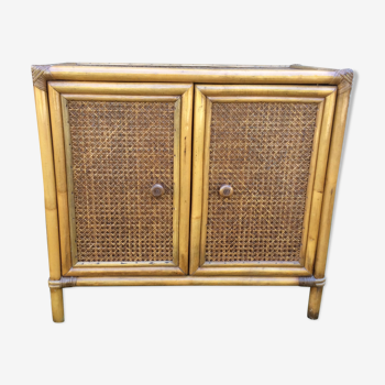 Vintage fluted rattan sideboard with 2 doors