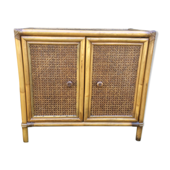 Vintage fluted rattan sideboard with 2 doors