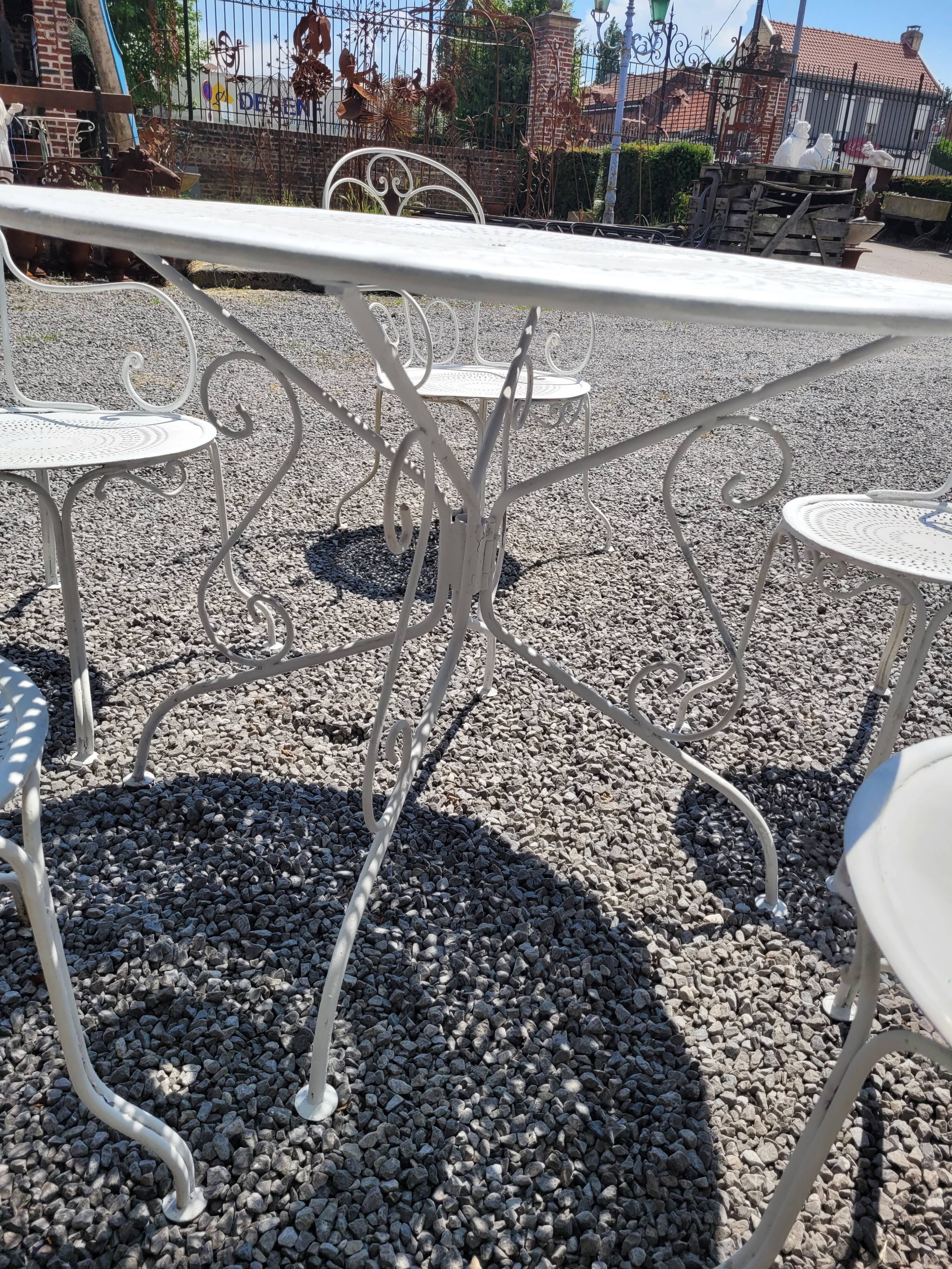 Old wrought iron garden furniture 3 armchairs + 2 chairs