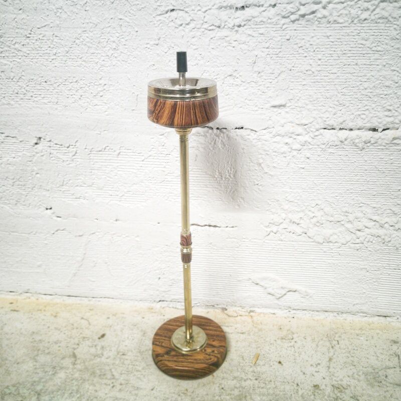 Ashtray on foot metal wood effect