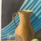 Still life with blue veil, oil on canvas signed