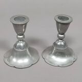 Pair Of Antique Danish Art Nouveau c.1920 Just Andersen Pewter Candlesticks