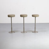 70s cast stainless steel and leather stool set/3