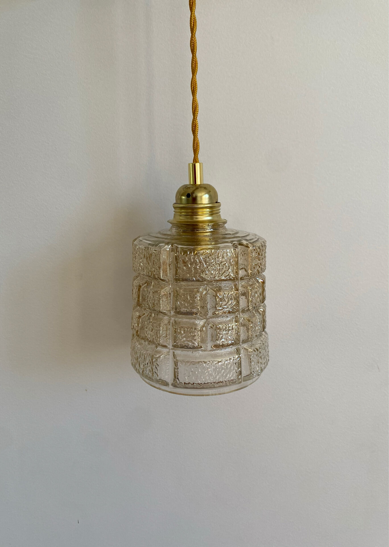 Vintage amber glass suspension globe
