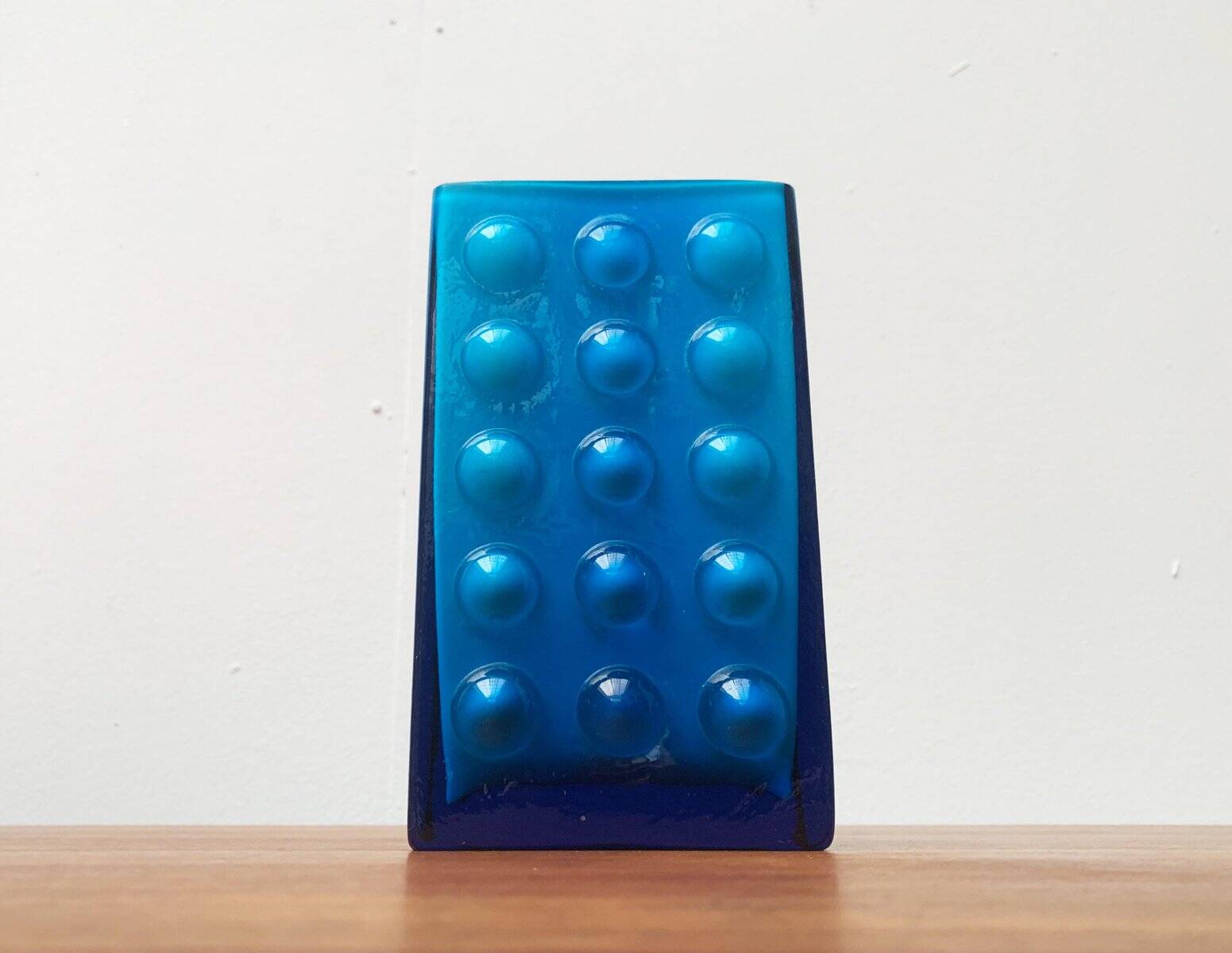 Mid-century German block glass bubble vase by Karl Friedrich Glass.