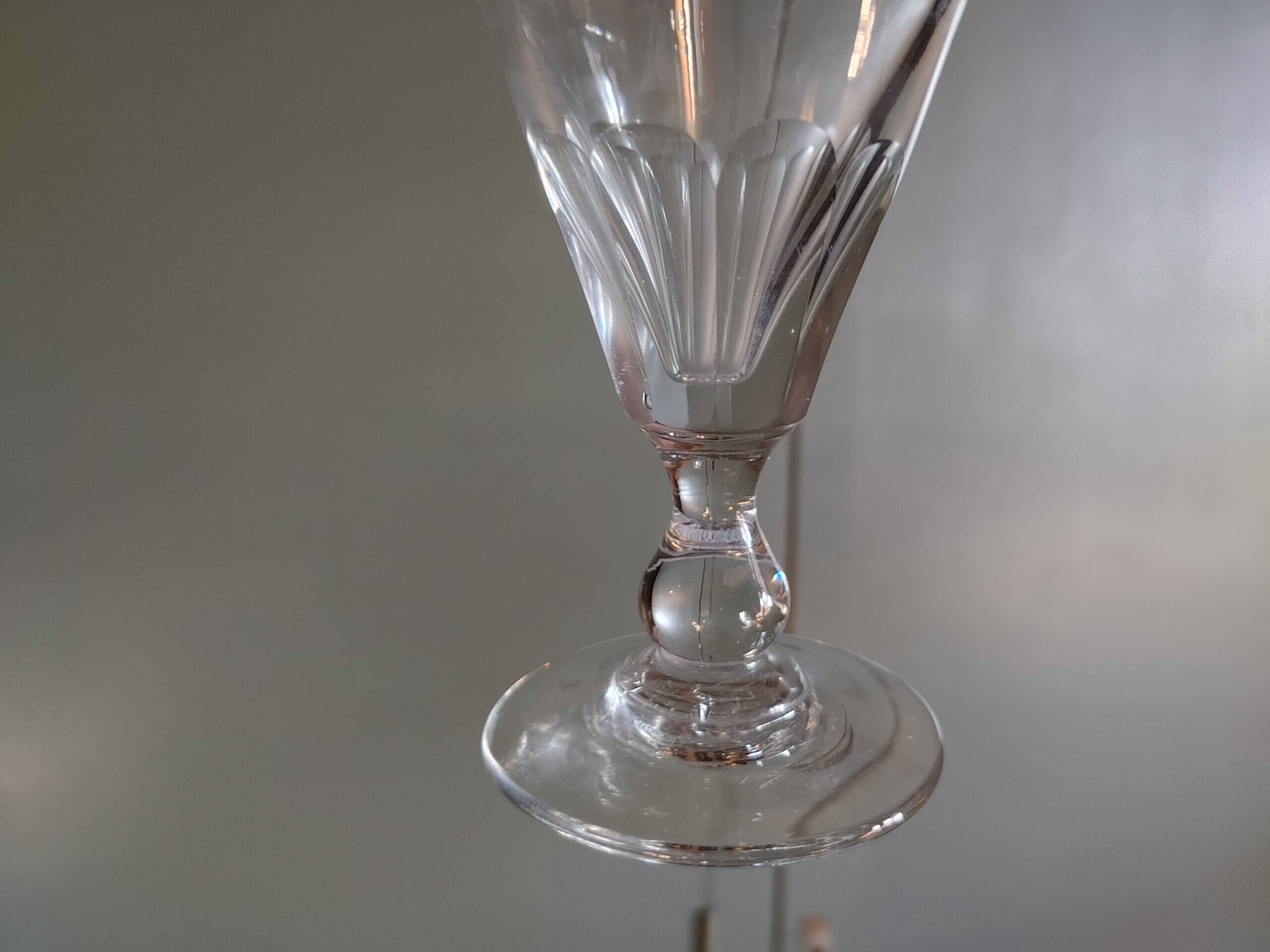 6 Louis Philippe wine glasses with flat sides - 19th century.