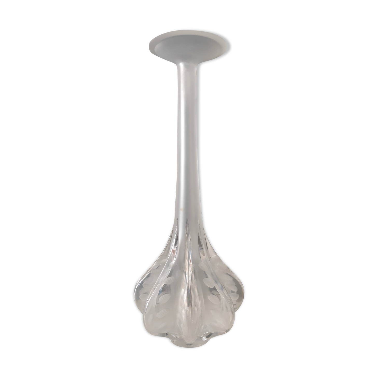 Large frosted and engraved glass vase