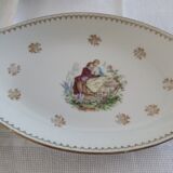 Diamond dish in Limoges porcelain decoration gallant scene
