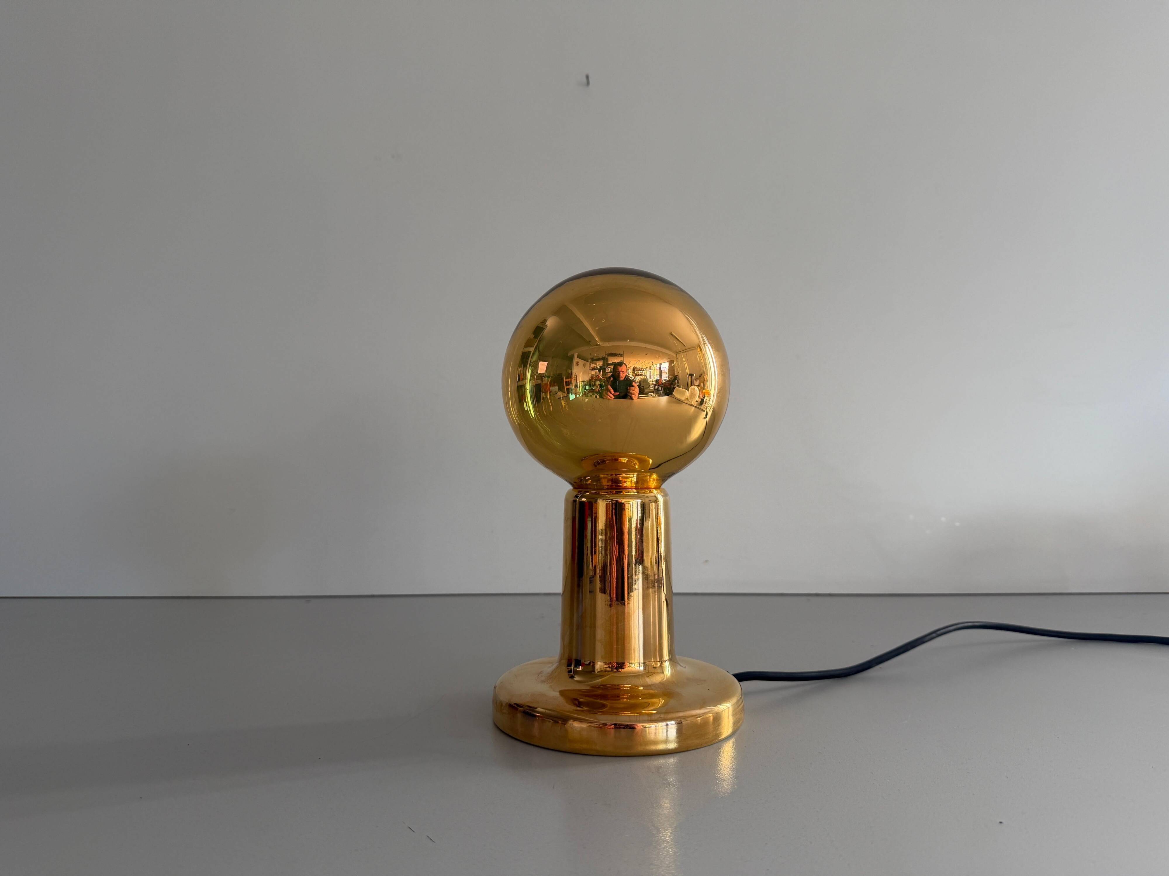Simple table lamp in gilded porcelain by Philips NTD, 1960s, Germany.