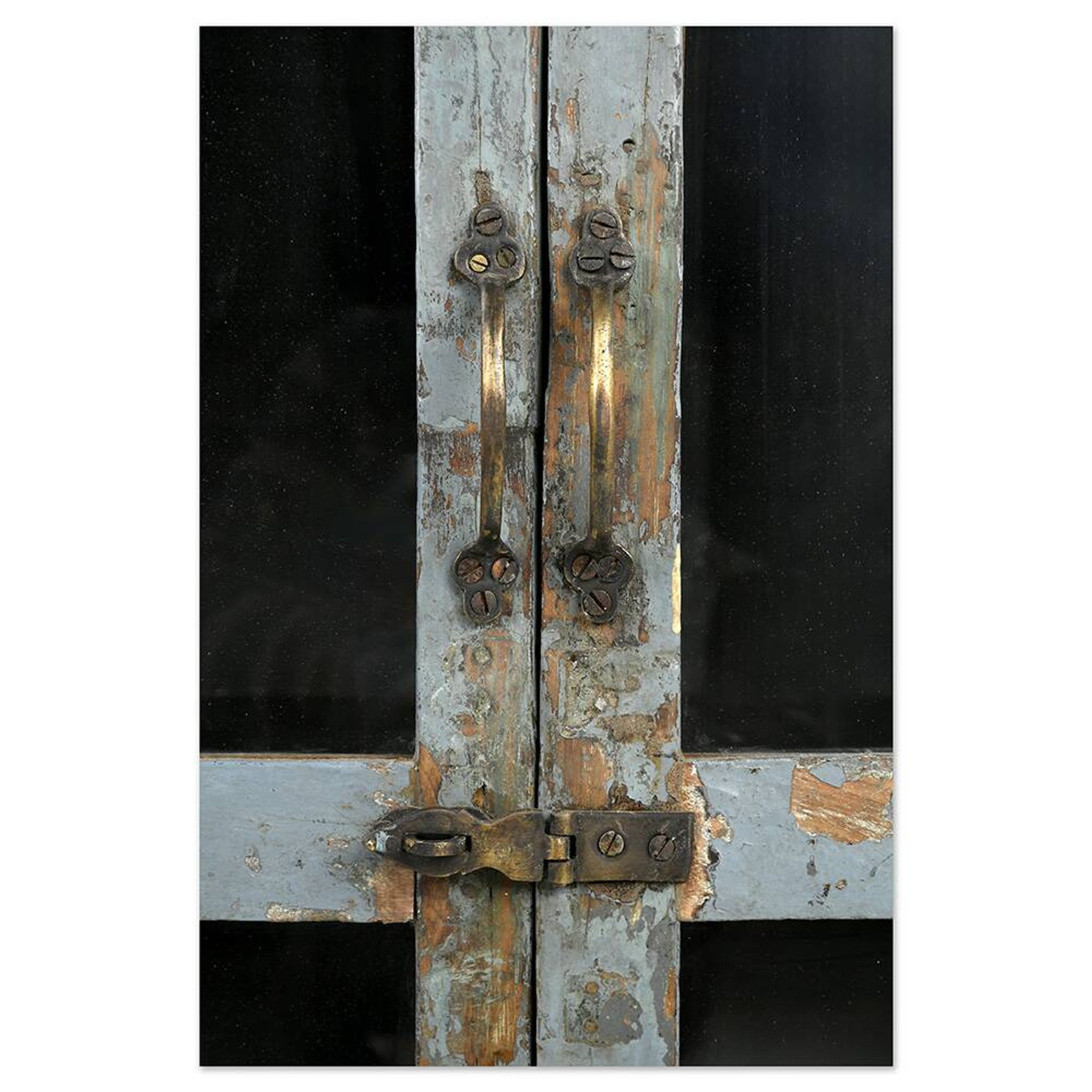 Glazed sideboard in patinated solid wood