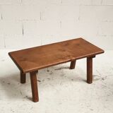 Coffee table, solid oak side table, folk art, 1950