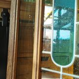 Stained glass window with framing