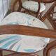 Vintage lot of 2 woven bamboo rattan armchairs - Curved wood - 1980s