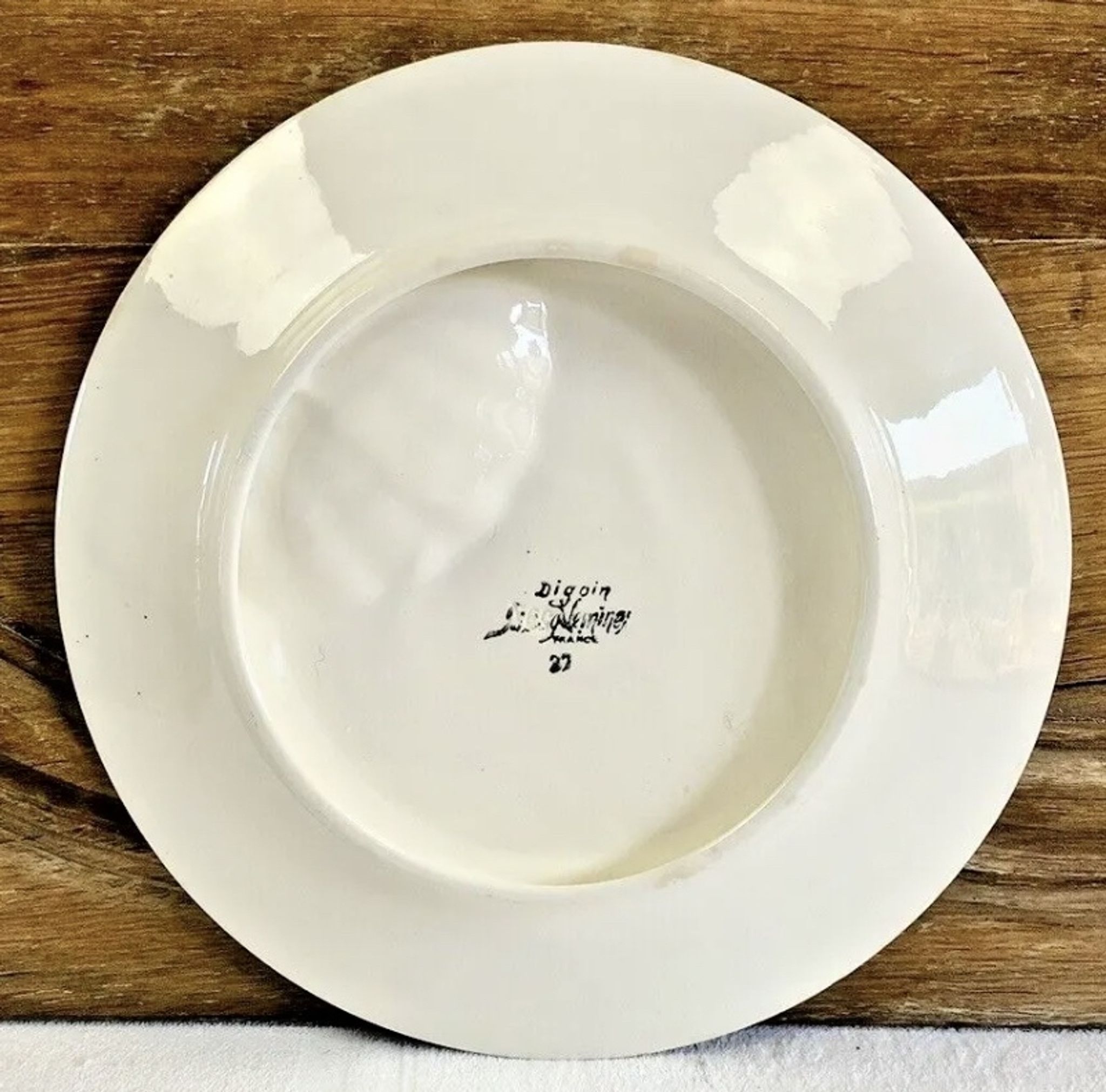 Set of 6 old Digoin Sarreguemines asparagus slushie plates