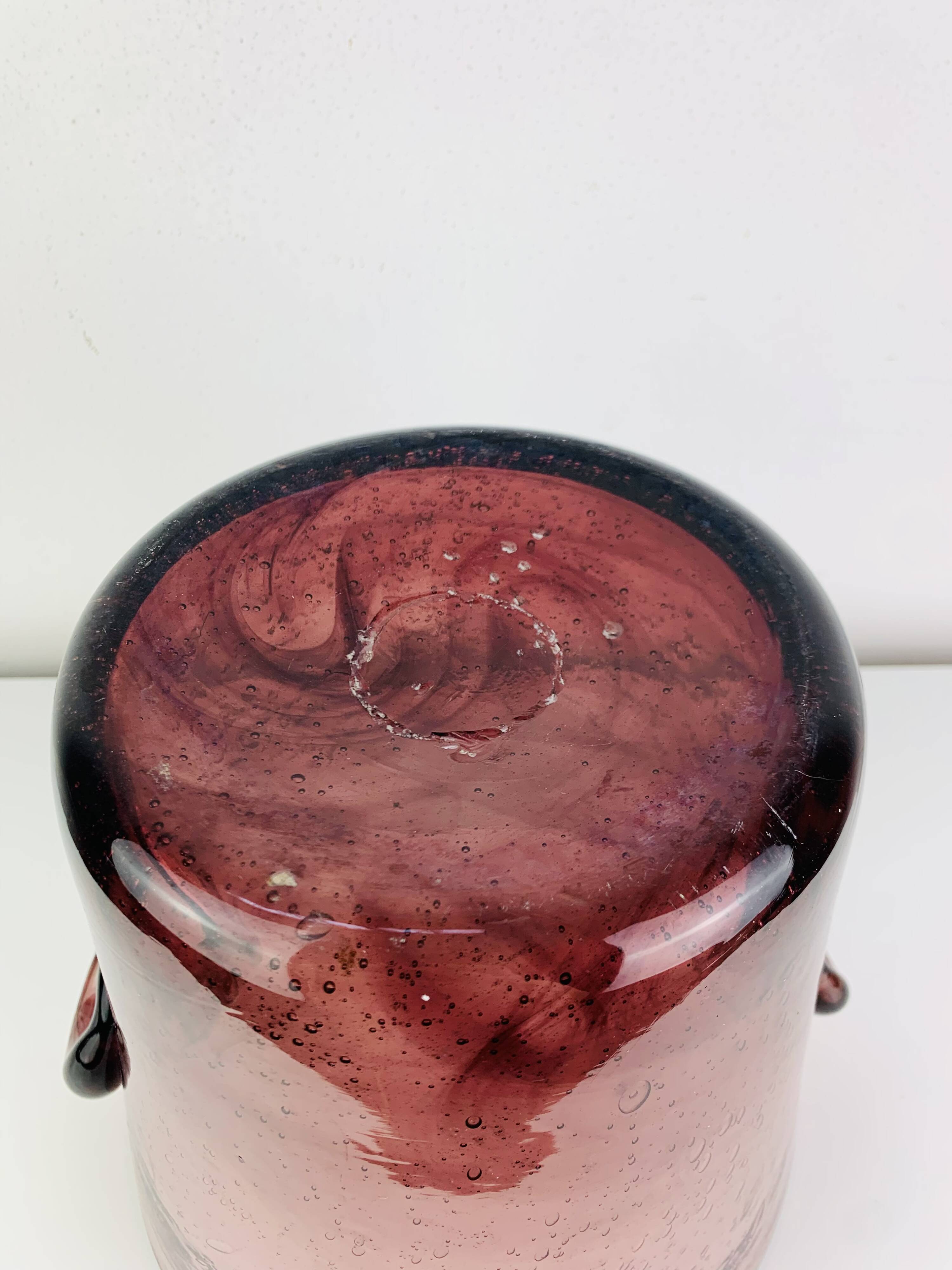 Seau à champagne XL verre bullé de Biot, violet