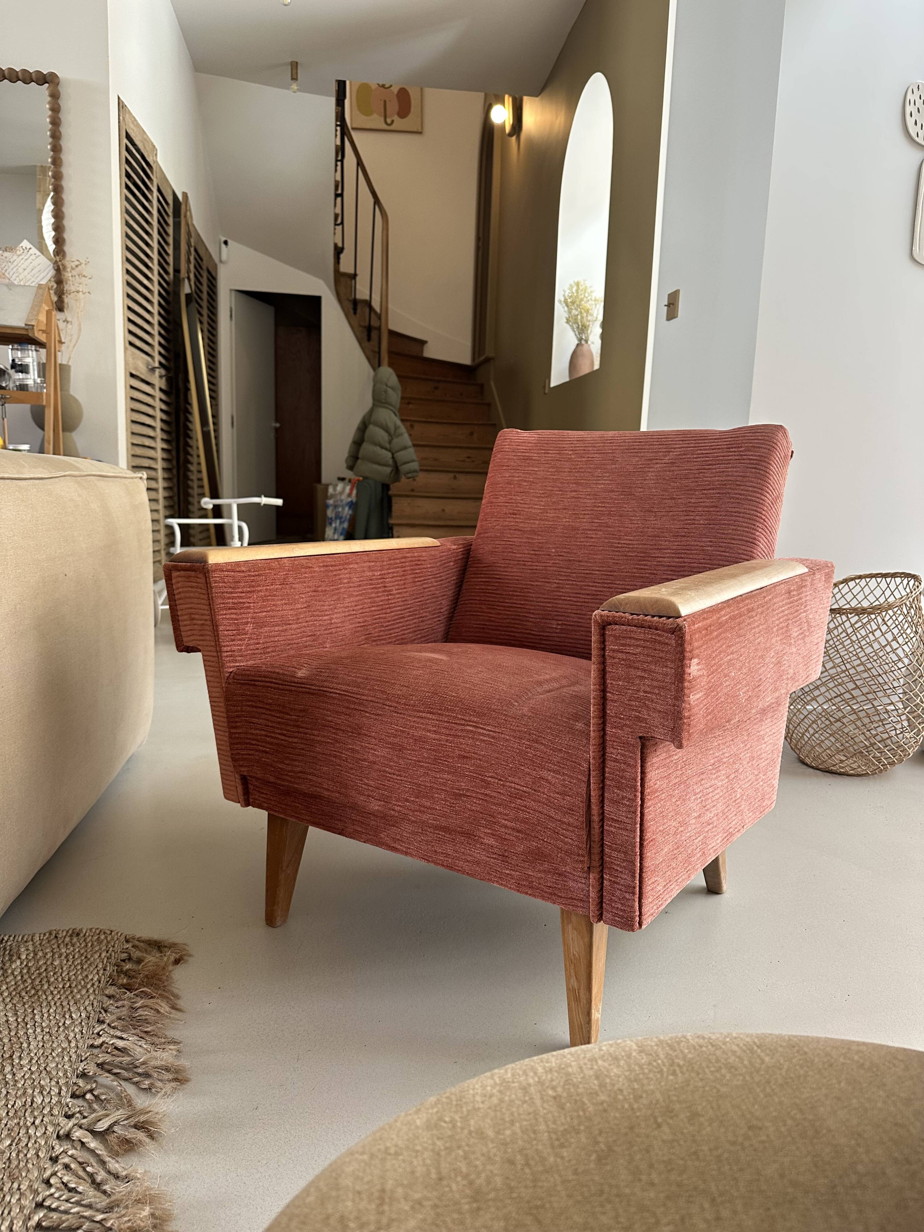 50s-60s velvet armchair