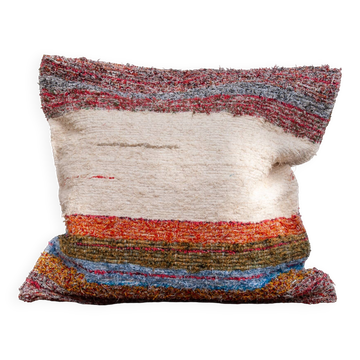 Housse de coussin artisanale en coton recyclé tissé main