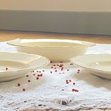 Set of 3 Digoin Sarreguemines old earthenware serving dishes in beige and gilded color ACC-7259