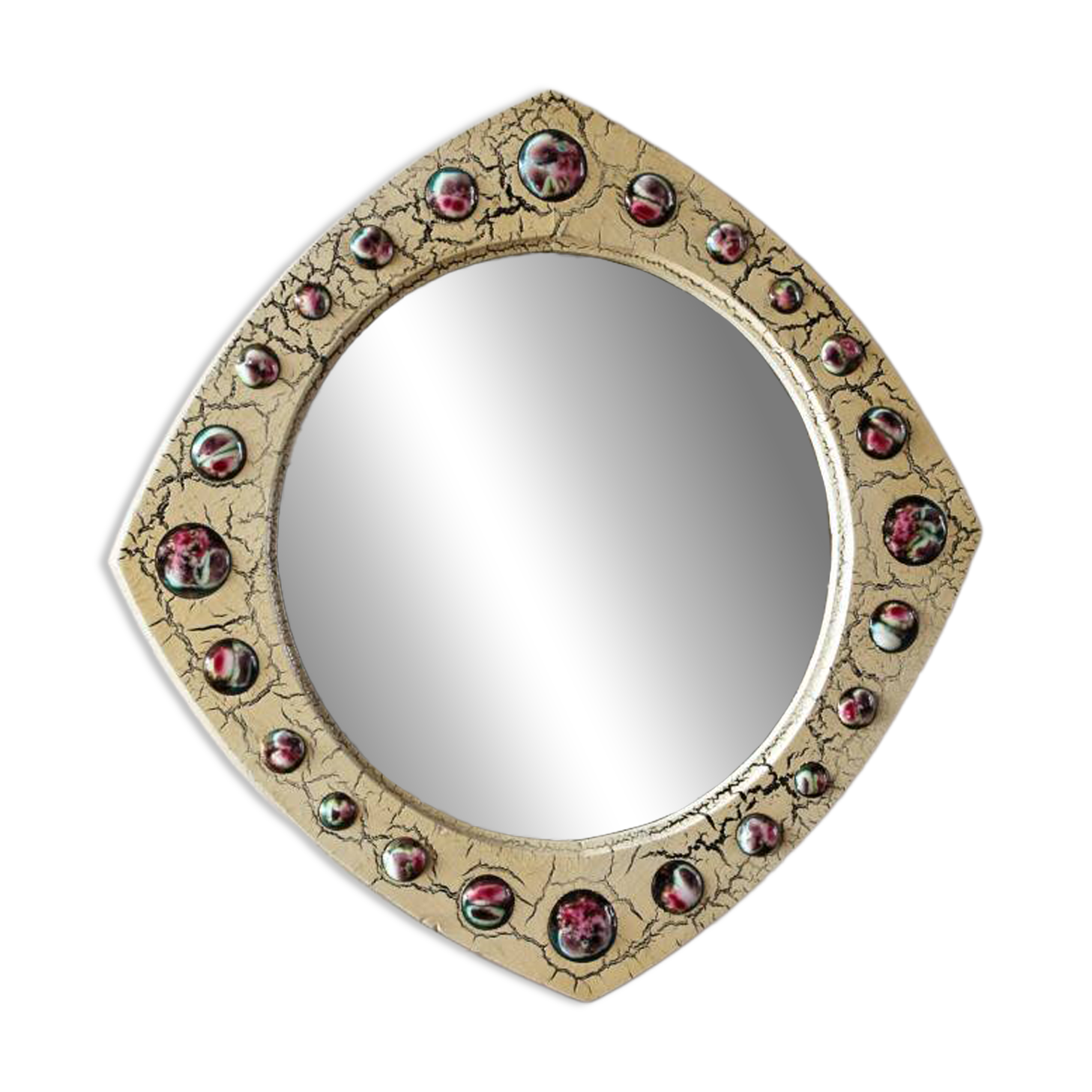 Modernist mirror, J Capo Enamels, wood and enamel