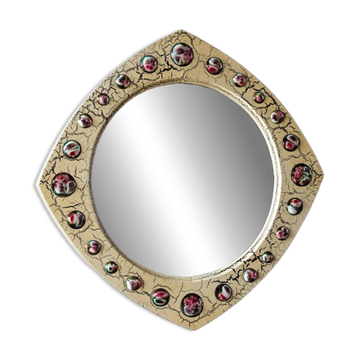 Modernist mirror, J Capo Enamels, wood and enamel