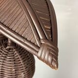 Pencil reed rattan bamboo palm tree coconut table lamp Maro Lopez style 70s