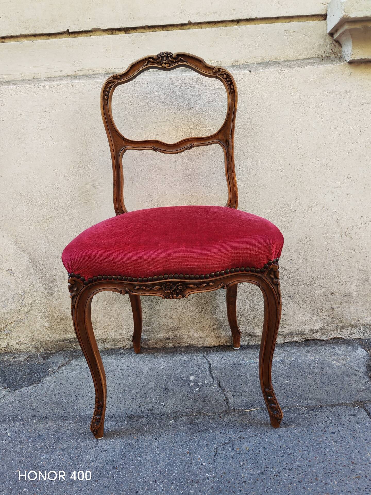 Louis XV style walnut bedroom chair, circa 1900.