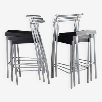 Six Stackable Hi-Glob Philippe Starck Bar Stools for Kartell, Italy, 1993