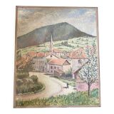 Ancien Aquarelle 1938, le Printemps
