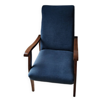 Fauteuil scandinave bleu abysses