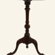 African mahogany guéridon, turned with a sculpted tripod leg.